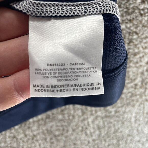 Nike Shirt Womens Small Blue V Neck Athleisure Running Gym Logo Dri Fit Logo - Picture 9 of 11